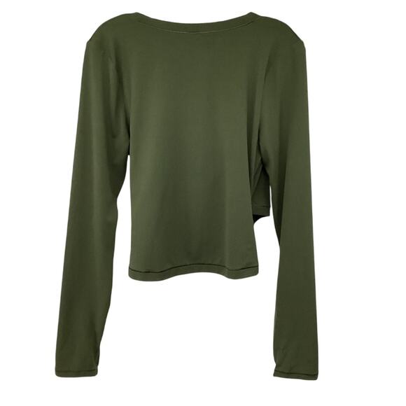 Athleta Encore Wrap Ballet V-Neck Yoga Green Top Shirt Large Stretch - Picture 2 of 5